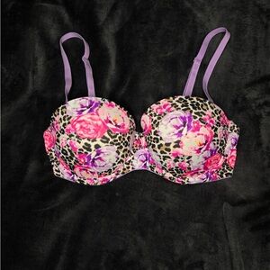 PINK Victoria's Secret Floral Leopard Bra